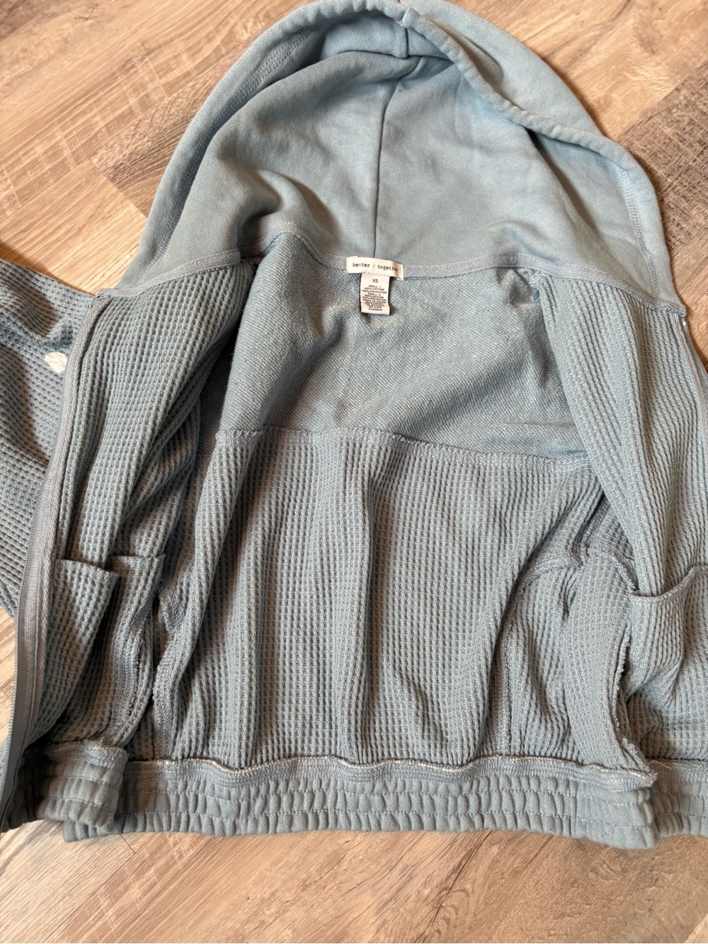 Better Together Blue Waffle Knit Cropped Full Zip Hoodie Size XS EUC - Picture 5 of 8